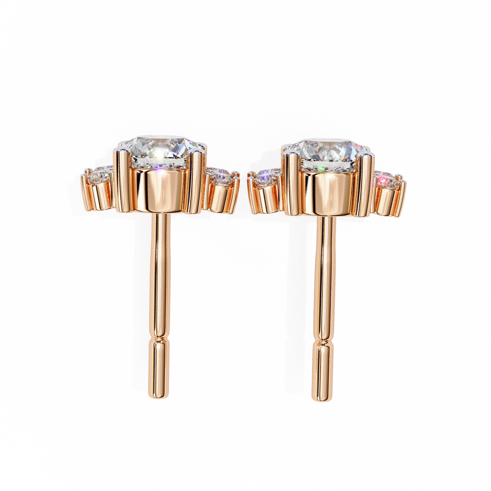 Rivage Full-Bezel Brilliant Diamond Stud Earrings — 10k–18k Gold