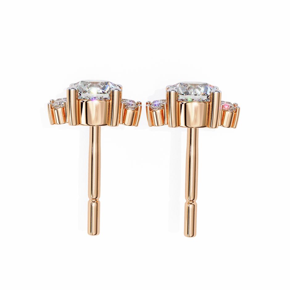 Rivage Full-Bezel Brilliant Diamond Stud Earrings — 10k–18k Gold
