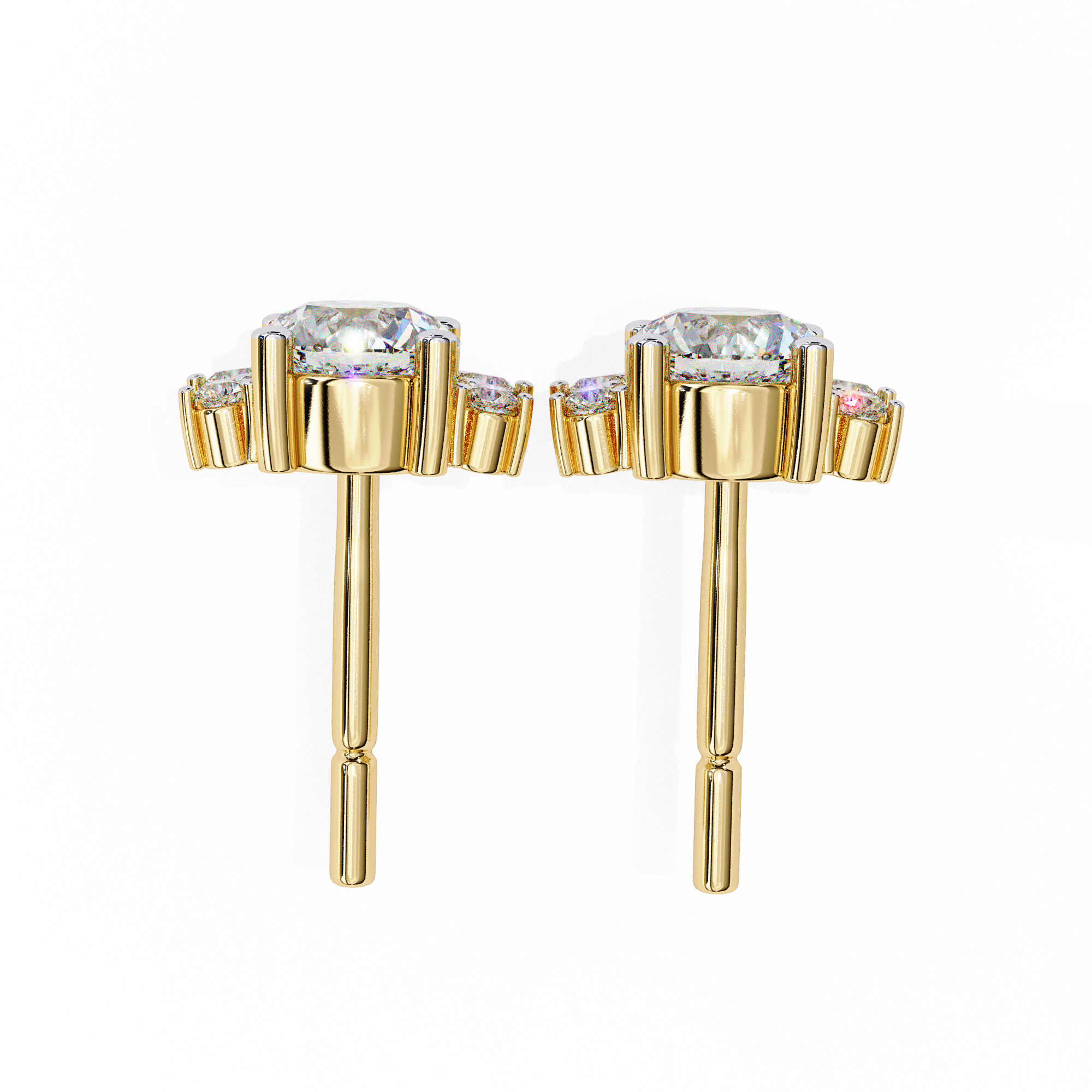 Rivage Full-Bezel Brilliant Diamond Stud Earrings — 10k–18k Gold