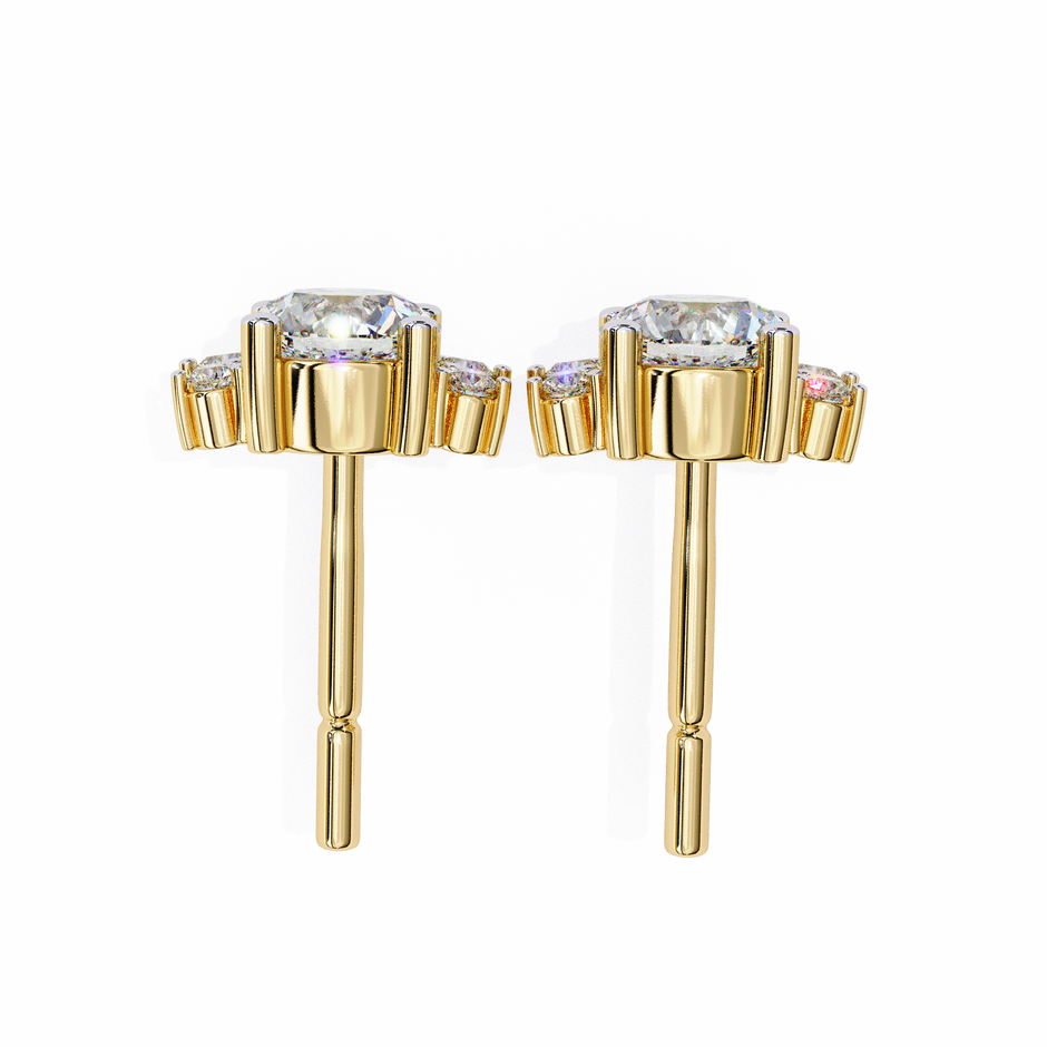 Rivage Full-Bezel Brilliant Diamond Stud Earrings — 10k–18k Gold