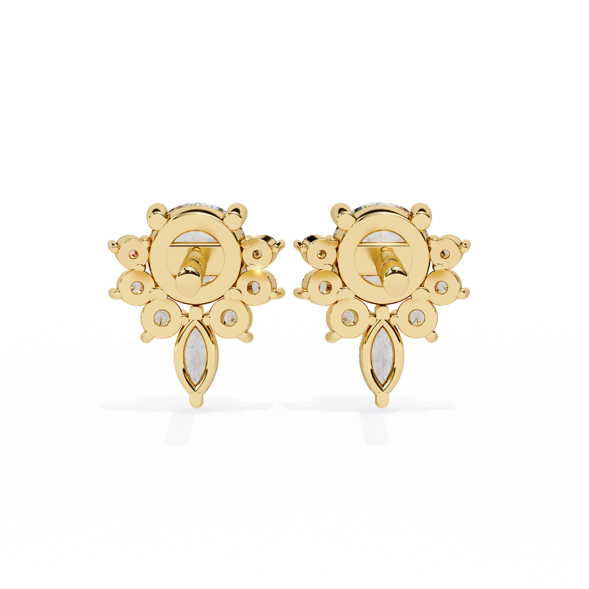 Rivage Full-Bezel Brilliant Diamond Stud Earrings — 10k–18k Gold