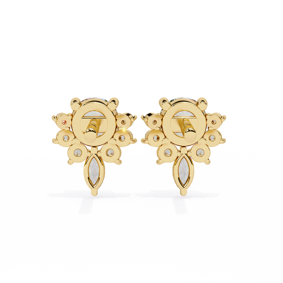 Rivage Full-Bezel Brilliant Diamond Stud Earrings — 10k–18k Gold