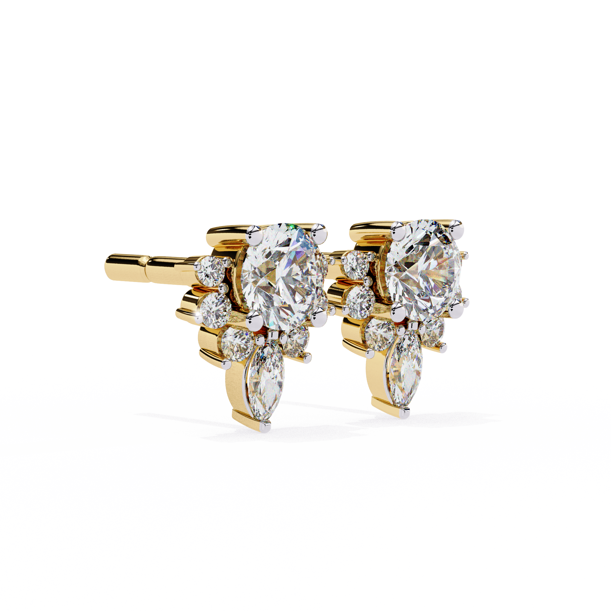Rivage Full-Bezel Brilliant Diamond Stud Earrings — 10k–18k Gold