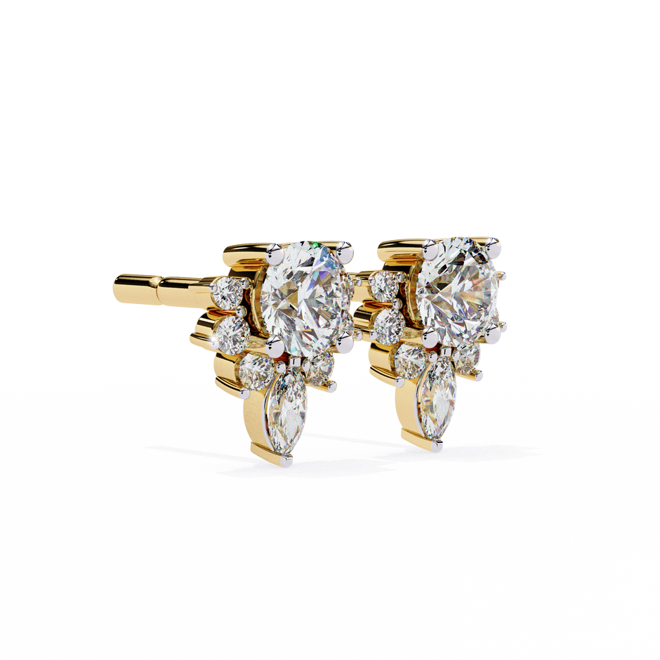 Rivage Full-Bezel Brilliant Diamond Stud Earrings — 10k–18k Gold