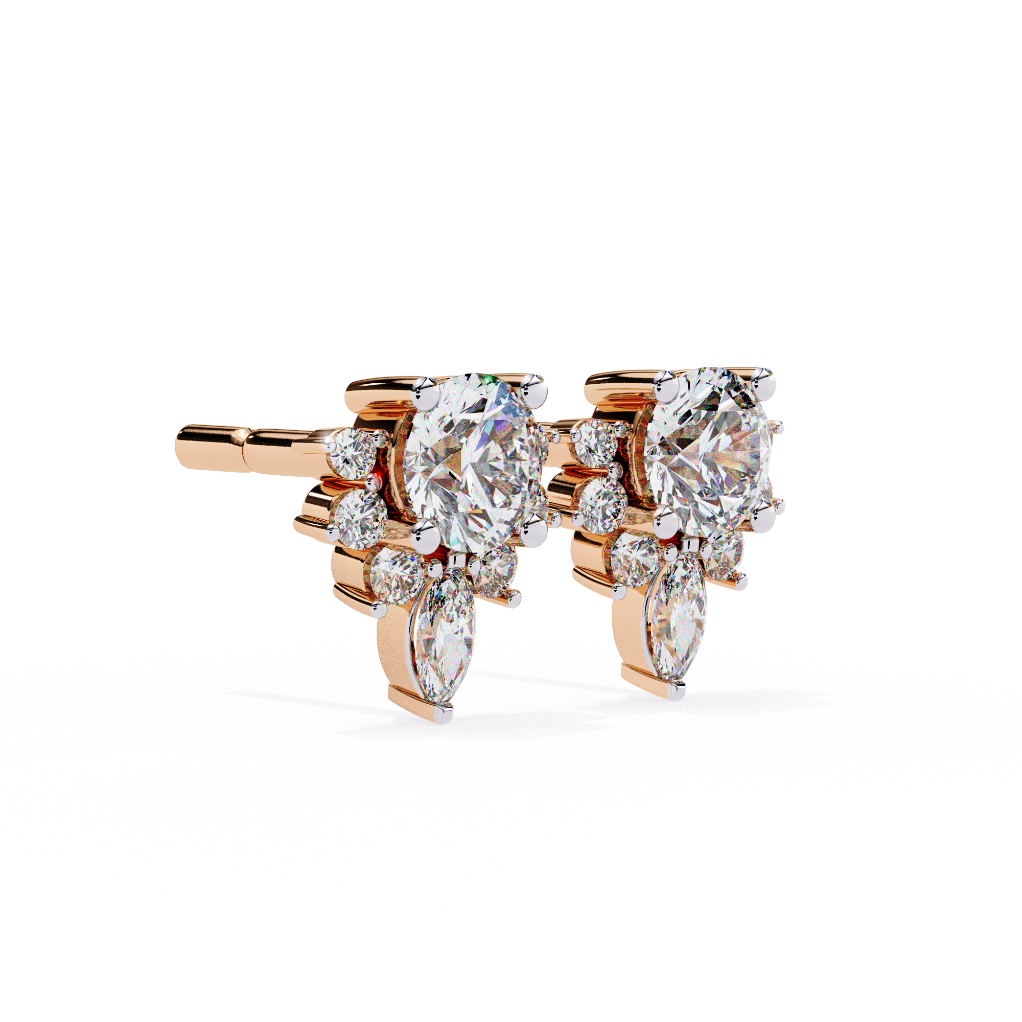 Rivage Full-Bezel Brilliant Diamond Stud Earrings — 10k–18k Gold