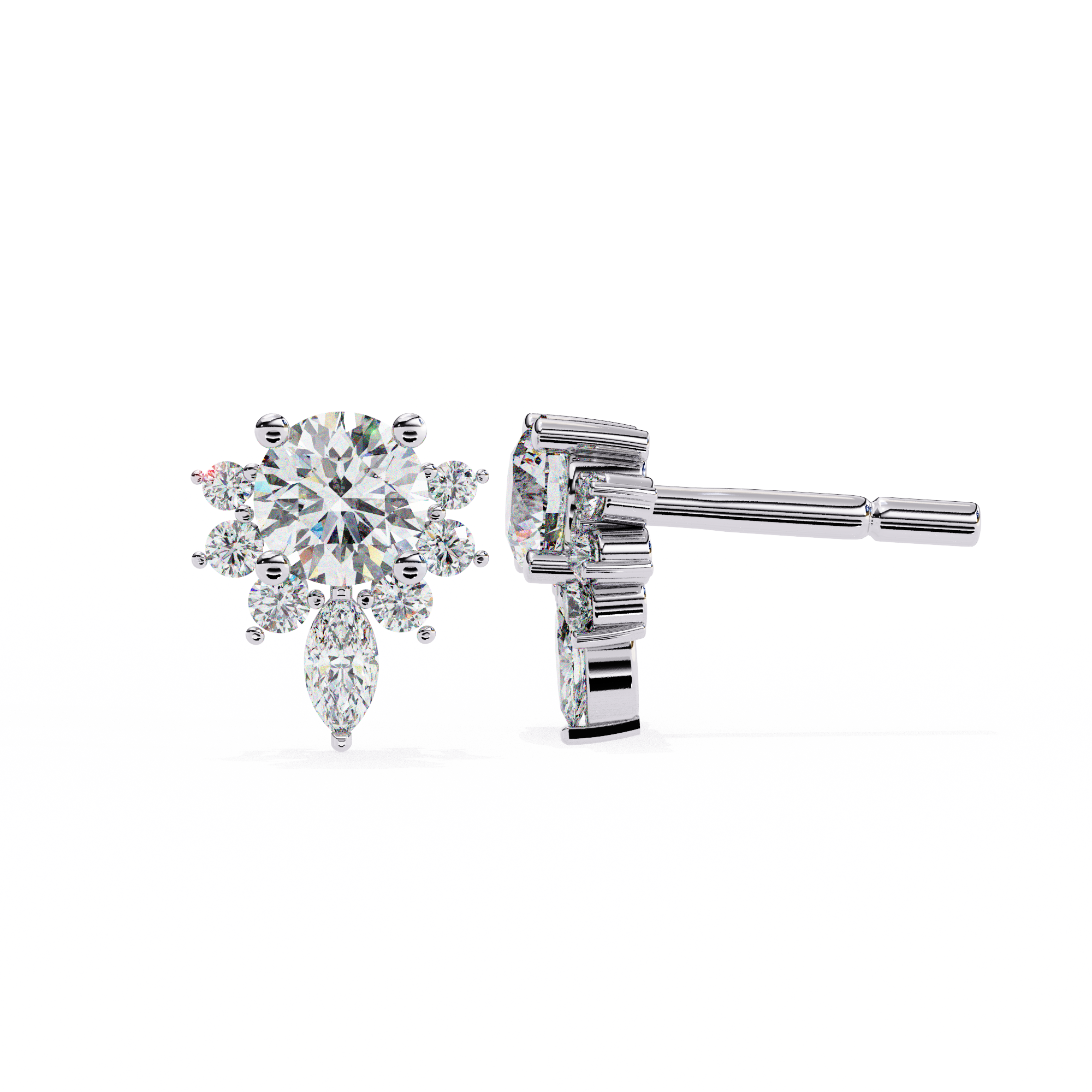Rivage Full-Bezel Brilliant Diamond Stud Earrings — 10k–18k Gold