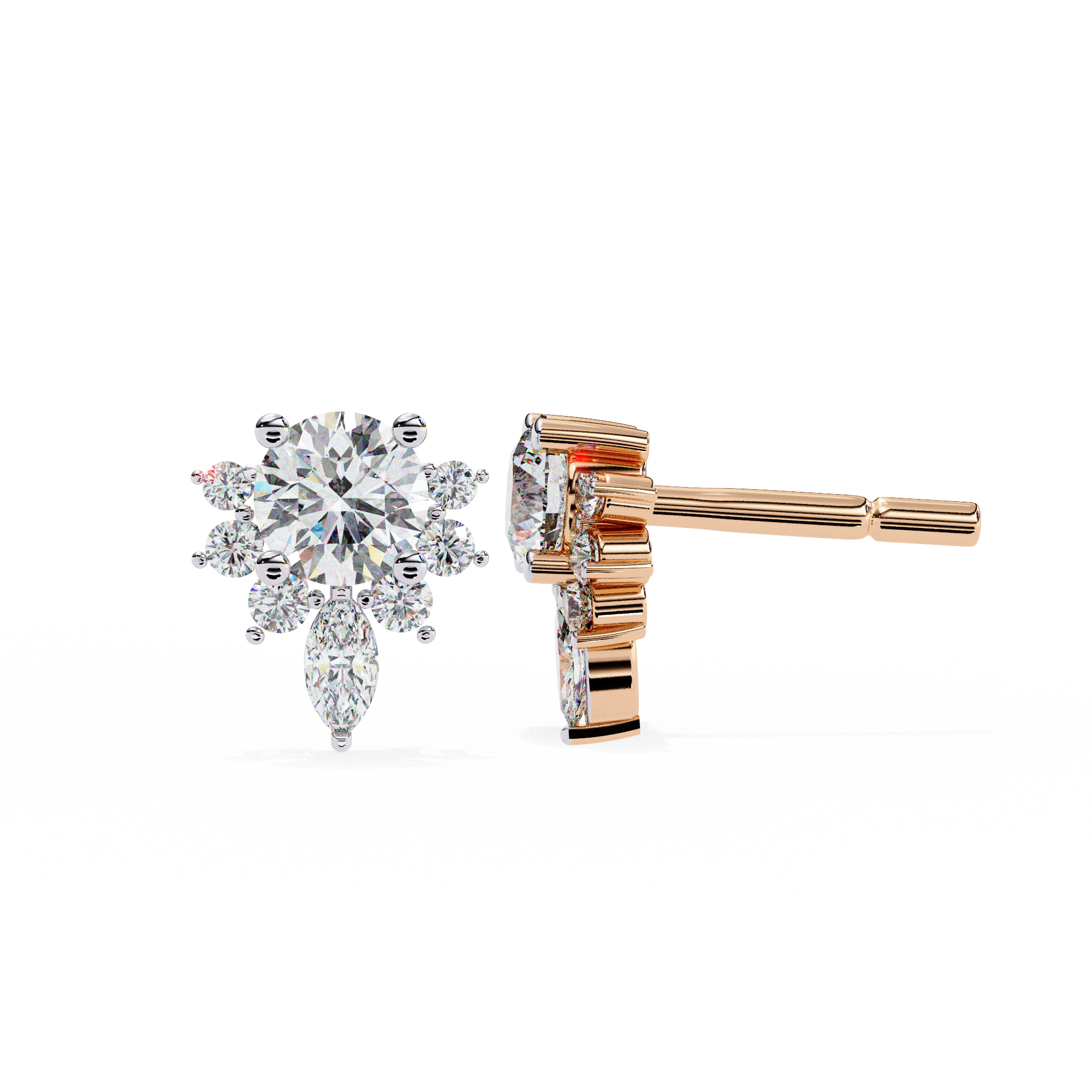 Rivage Full-Bezel Brilliant Diamond Stud Earrings — 10k–18k Gold