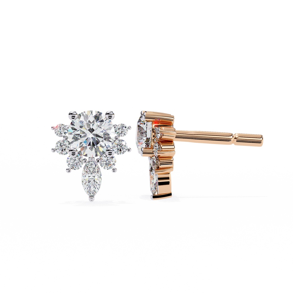 Rivage Full-Bezel Brilliant Diamond Stud Earrings — 10k–18k Gold