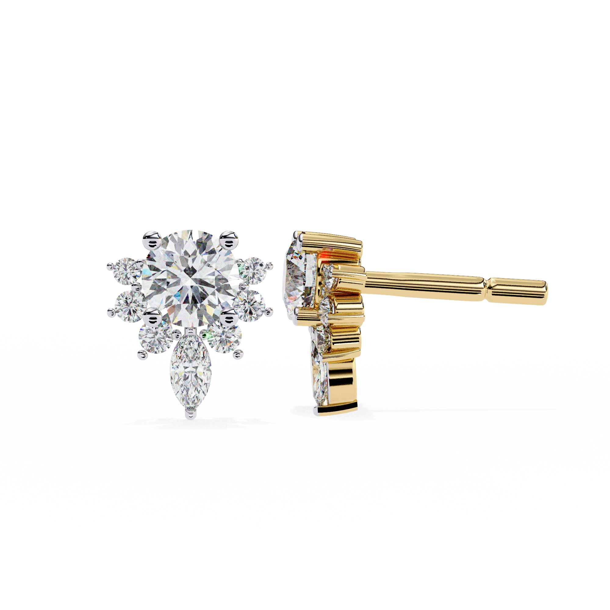 Rivage Full-Bezel Brilliant Diamond Stud Earrings — 10k–18k Gold