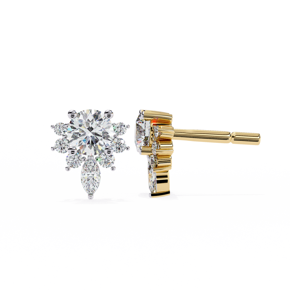 Rivage Full-Bezel Brilliant Diamond Stud Earrings — 10k–18k Gold