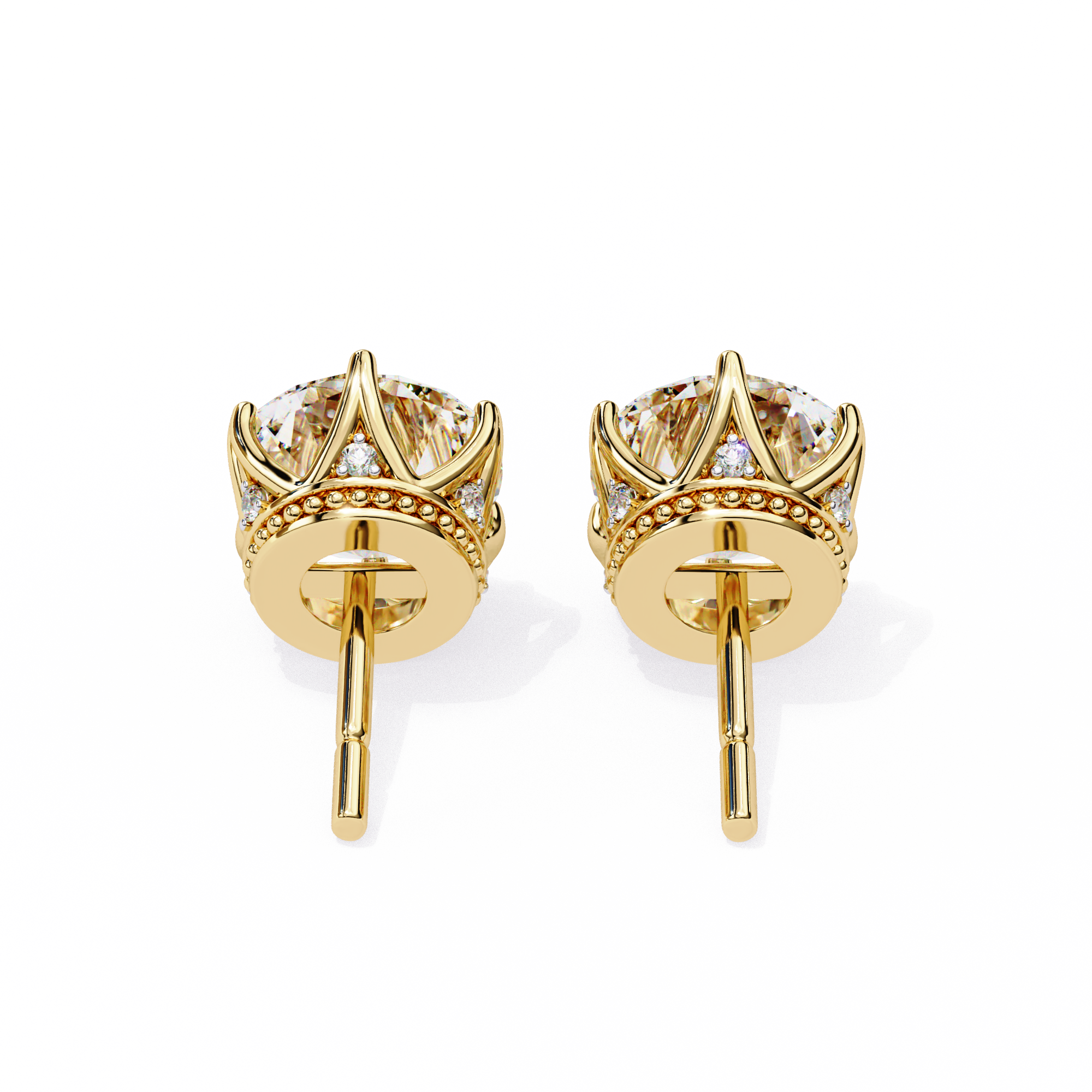 Soleil Pavé Cluster Stud Earrings — 10k–18k Gold