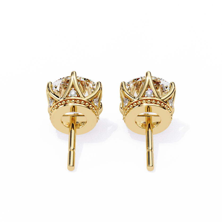 Soleil Pavé Cluster Stud Earrings — 10k–18k Gold