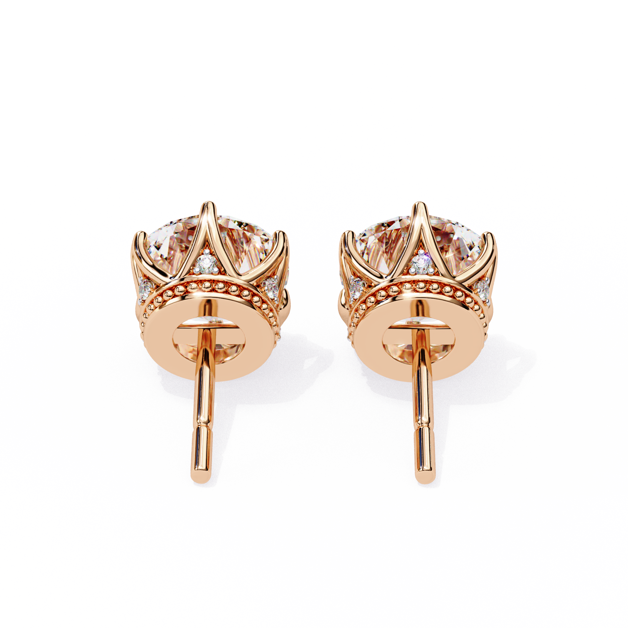 Soleil Pavé Cluster Stud Earrings — 10k–18k Gold
