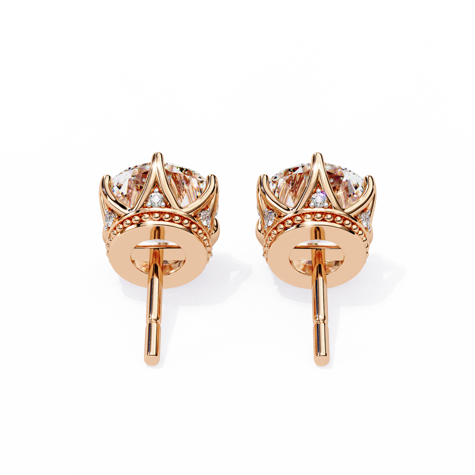 Soleil Pavé Cluster Stud Earrings — 10k–18k Gold
