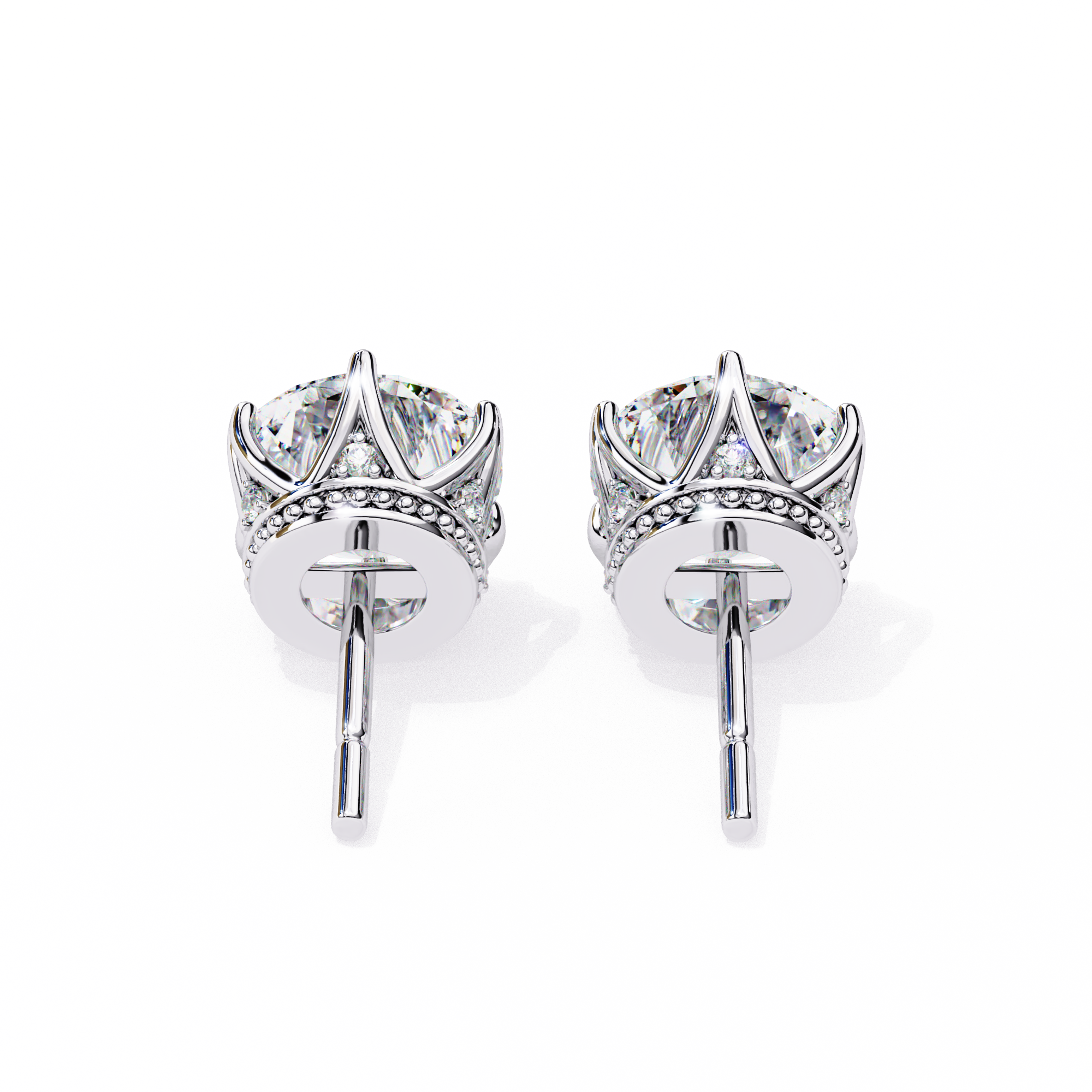 Soleil Pavé Cluster Stud Earrings — 10k–18k Gold