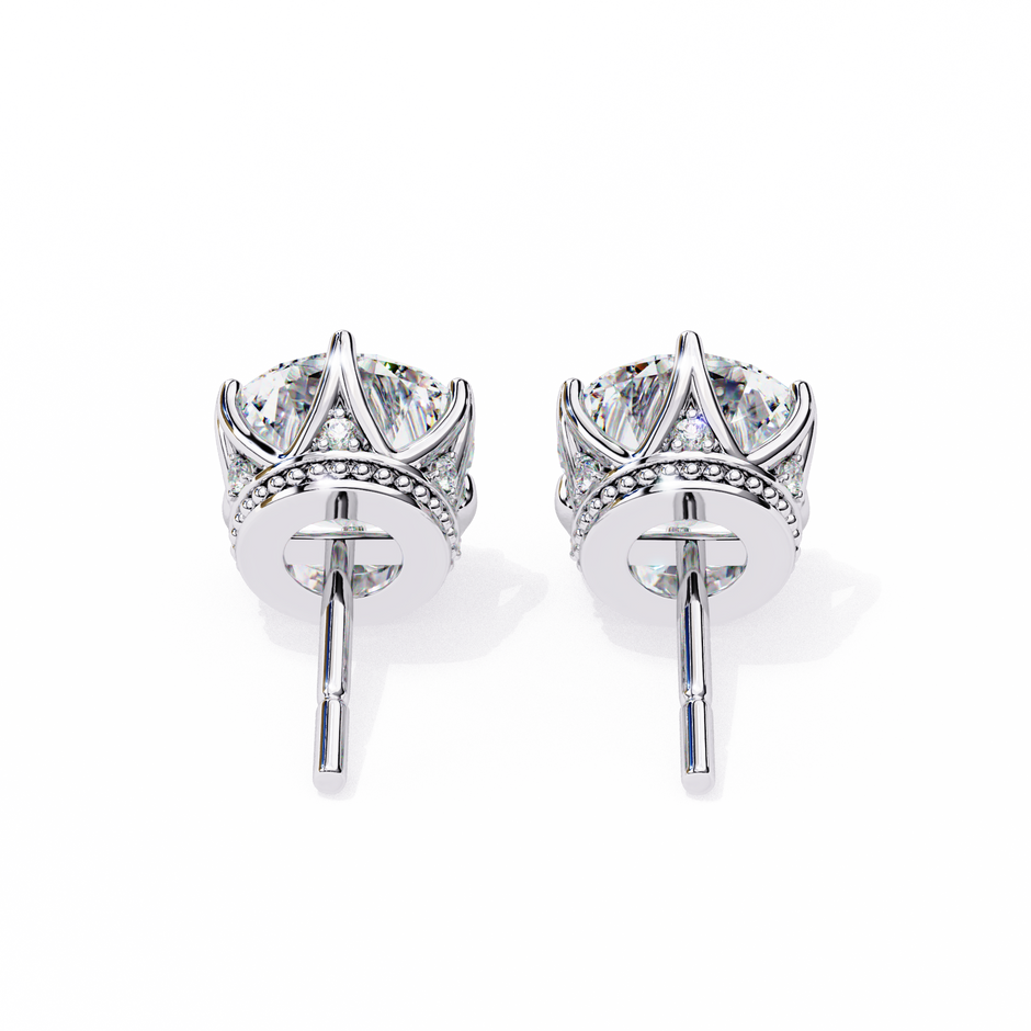 Soleil Pavé Cluster Stud Earrings — 10k–18k Gold