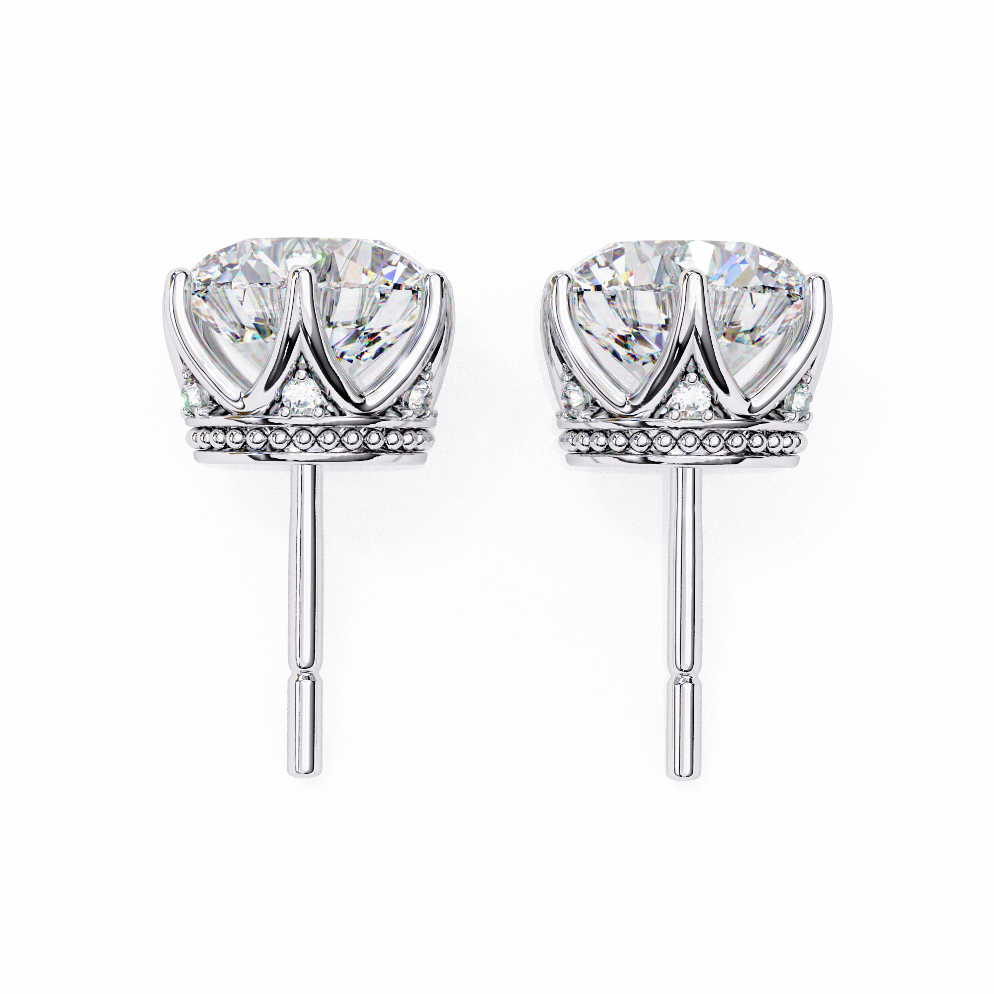 Soleil Pavé Cluster Stud Earrings — 10k–18k Gold