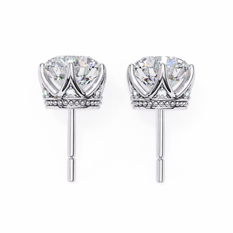 Soleil Pavé Cluster Stud Earrings — 10k–18k Gold