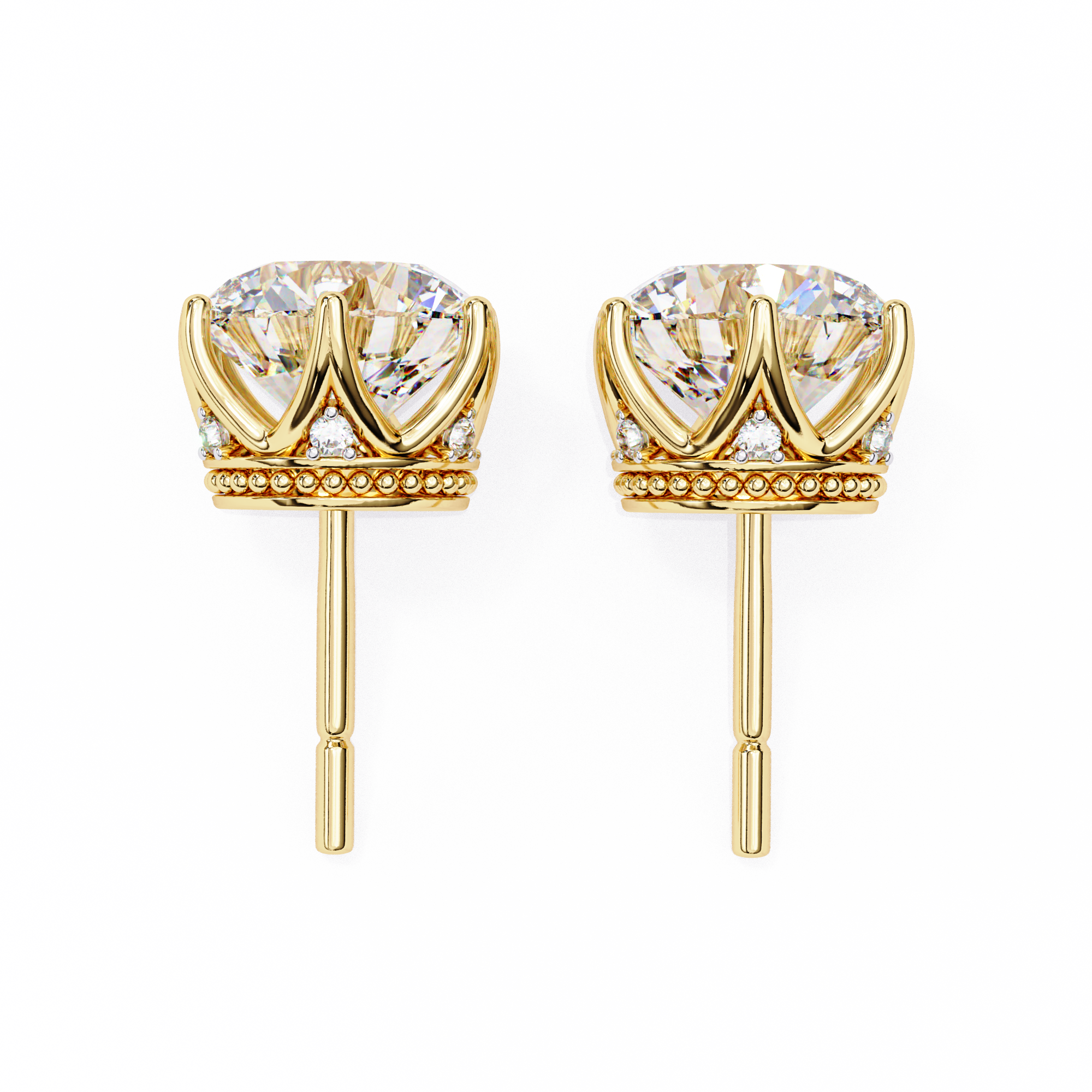 Soleil Pavé Cluster Stud Earrings — 10k–18k Gold