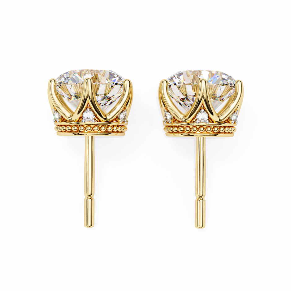 Soleil Pavé Cluster Stud Earrings — 10k–18k Gold