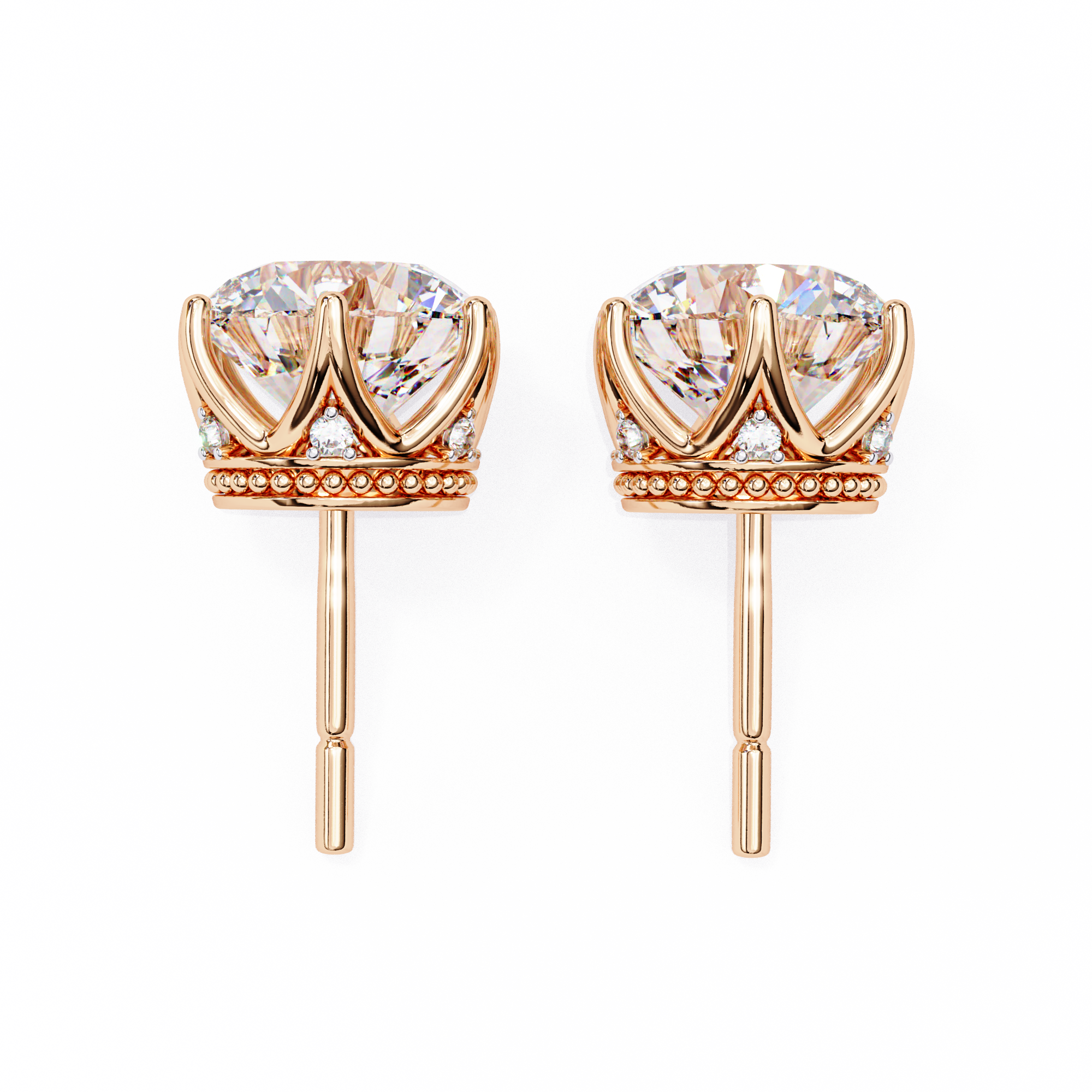 Soleil Pavé Cluster Stud Earrings — 10k–18k Gold