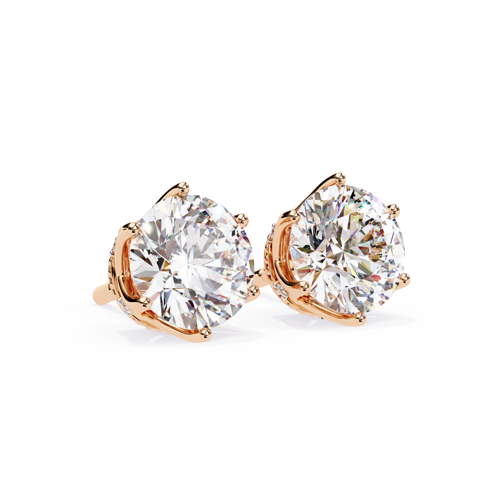 Soleil Pavé Cluster Stud Earrings — 10k–18k Gold