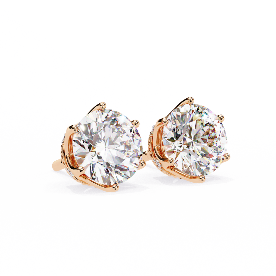 Soleil Pavé Cluster Stud Earrings — 10k–18k Gold