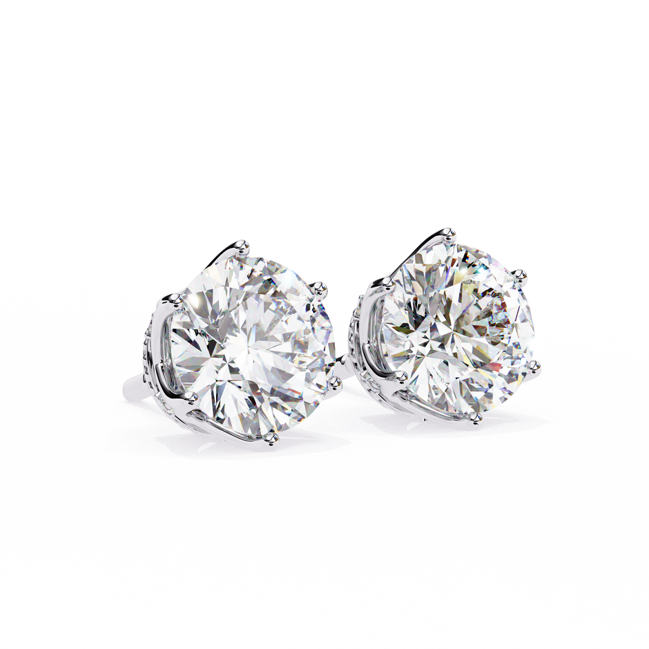 Soleil Pavé Cluster Stud Earrings — 10k–18k Gold