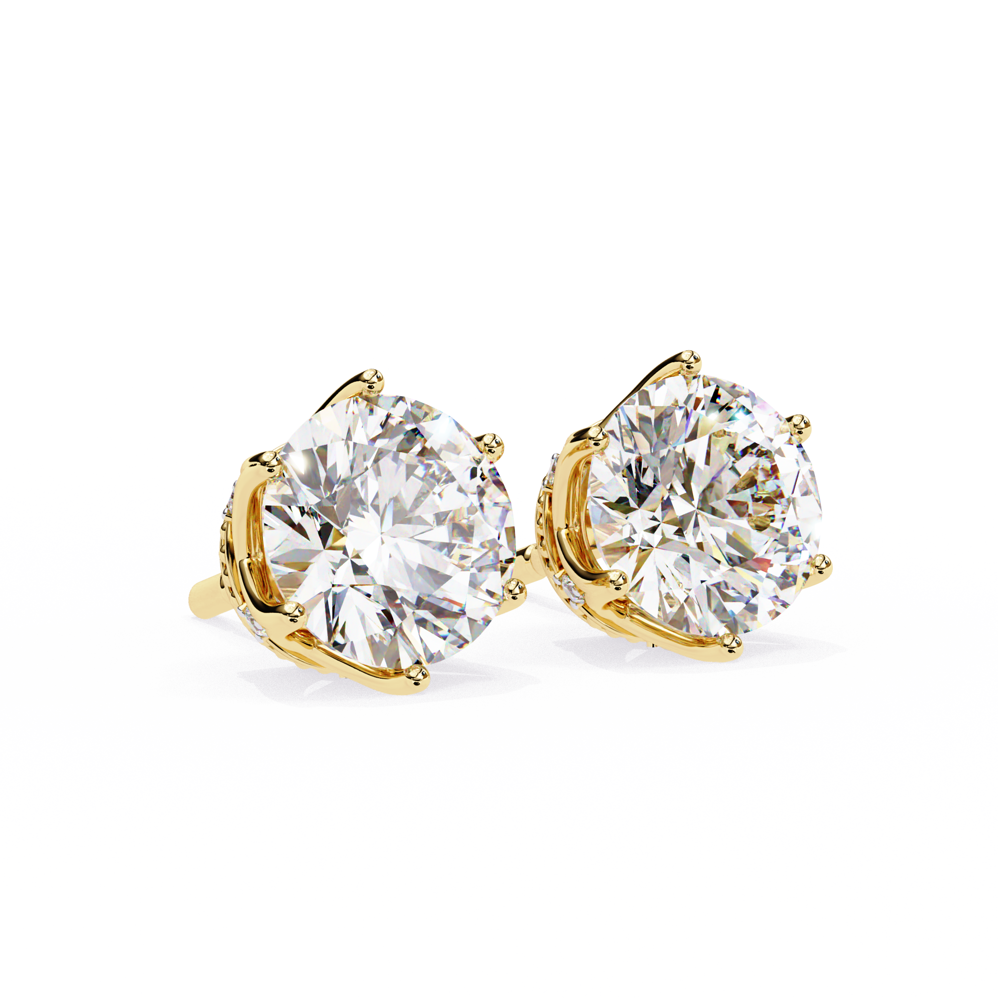 Soleil Pavé Cluster Stud Earrings — 10k–18k Gold