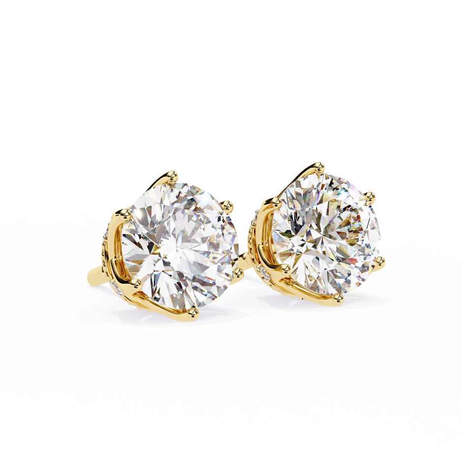 Soleil Pavé Cluster Stud Earrings — 10k–18k Gold