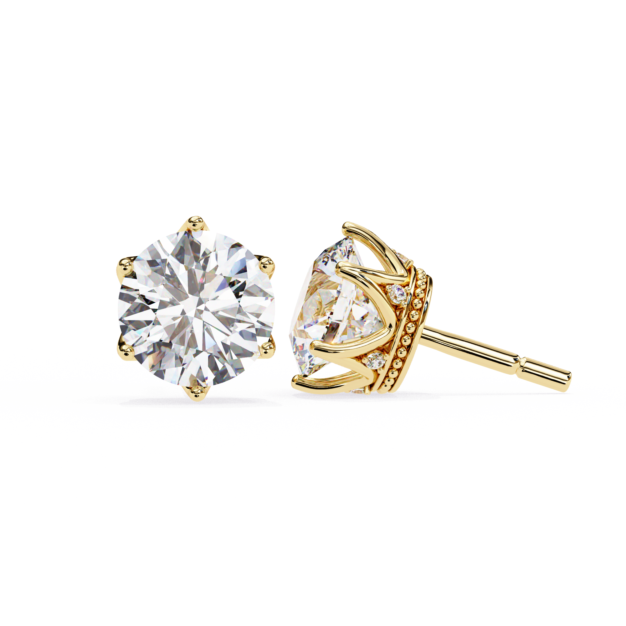 Soleil Pavé Cluster Stud Earrings — 10k–18k Gold
