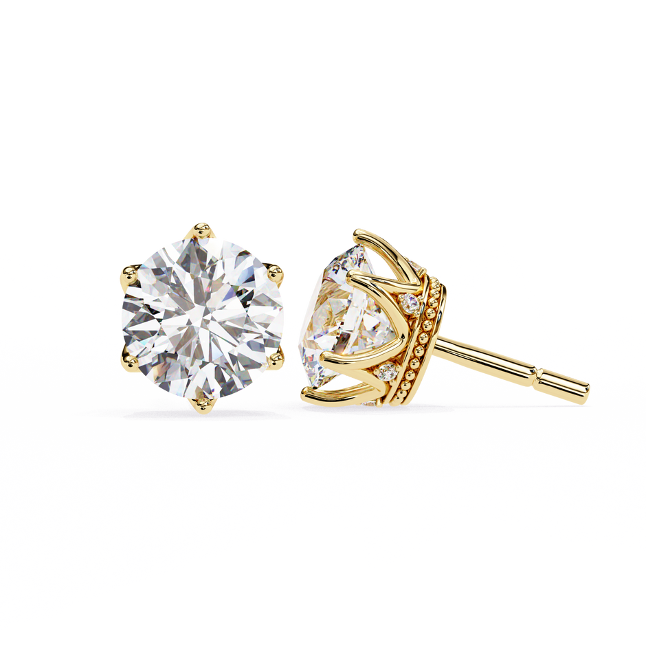 Soleil Pavé Cluster Stud Earrings — 10k–18k Gold