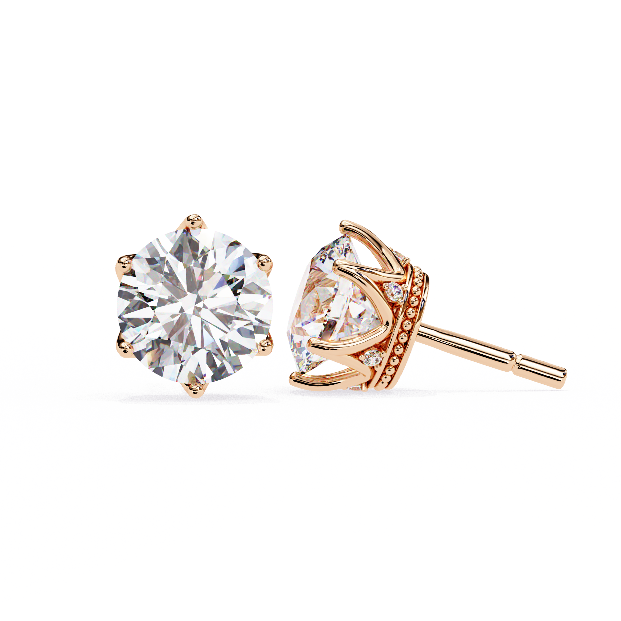 Soleil Pavé Cluster Stud Earrings — 10k–18k Gold