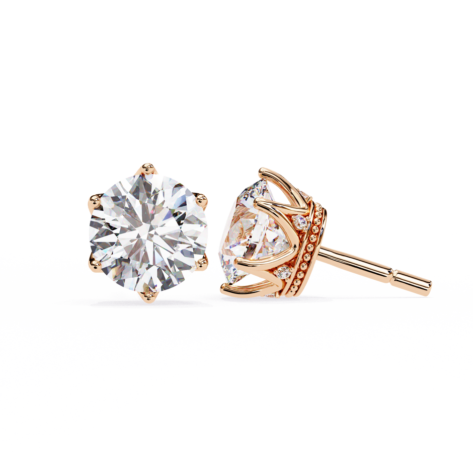 Soleil Pavé Cluster Stud Earrings — 10k–18k Gold