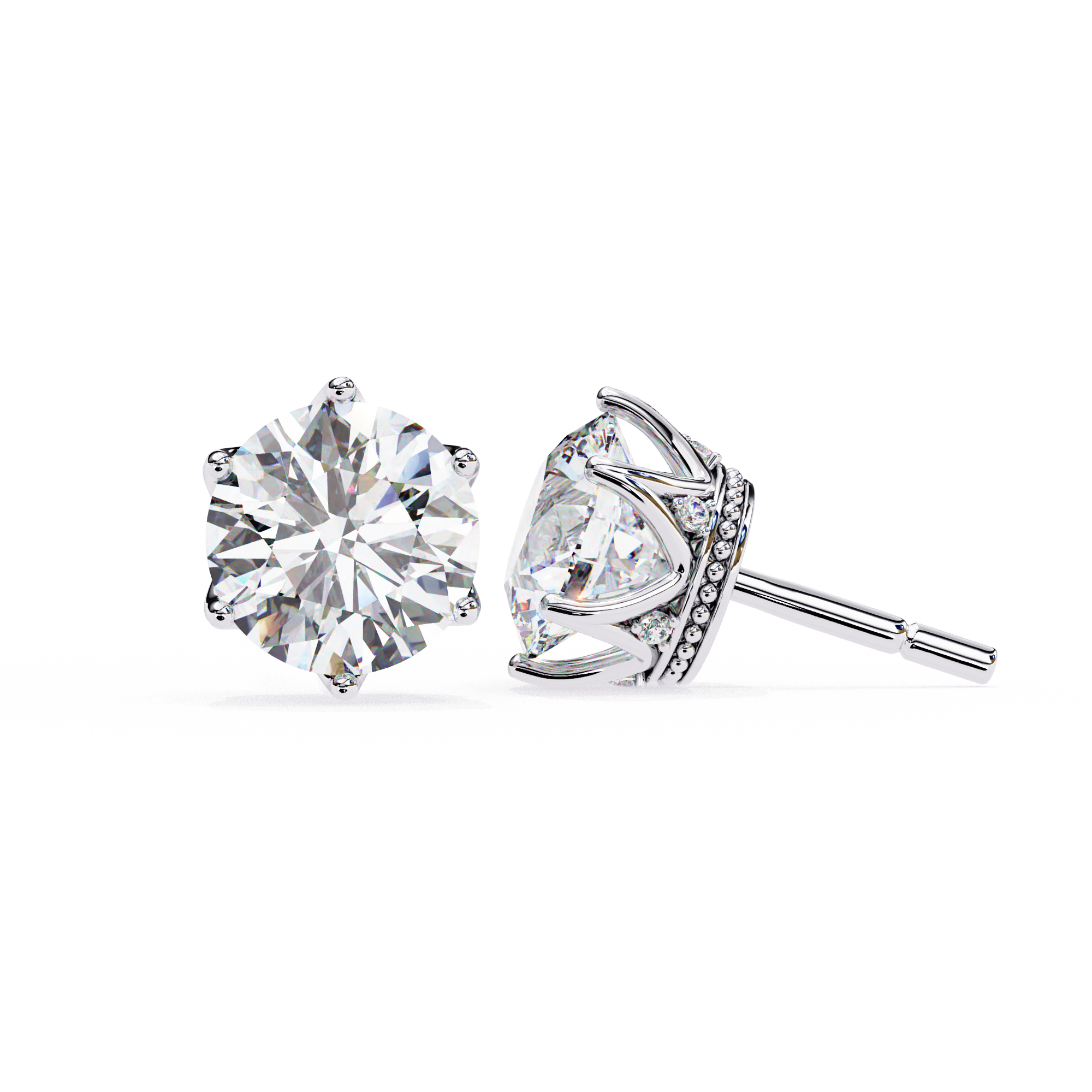 Soleil Pavé Cluster Stud Earrings — 10k–18k Gold