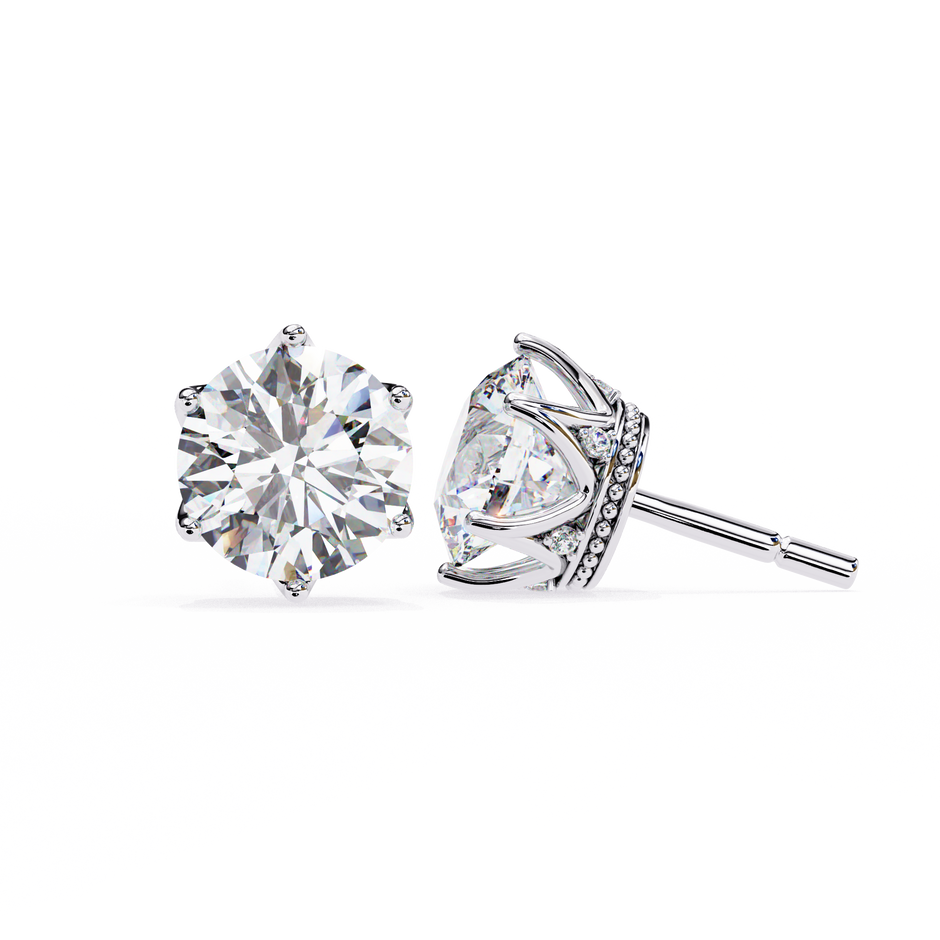 Soleil Pavé Cluster Stud Earrings — 10k–18k Gold