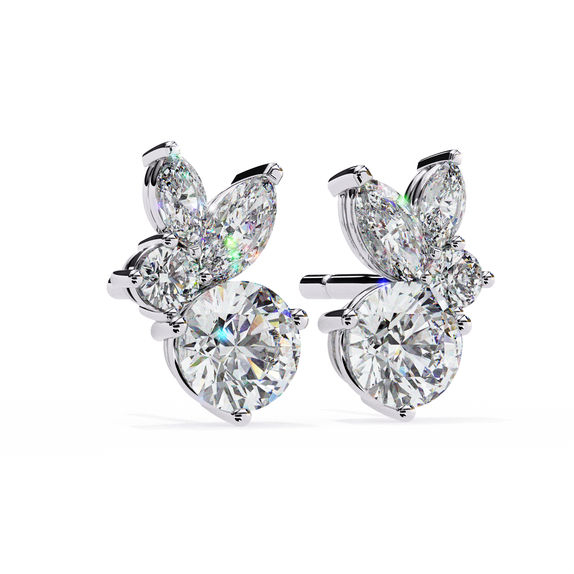 Cartouche Oval Halo Diamond Stud Earrings — 10k–18k Gold