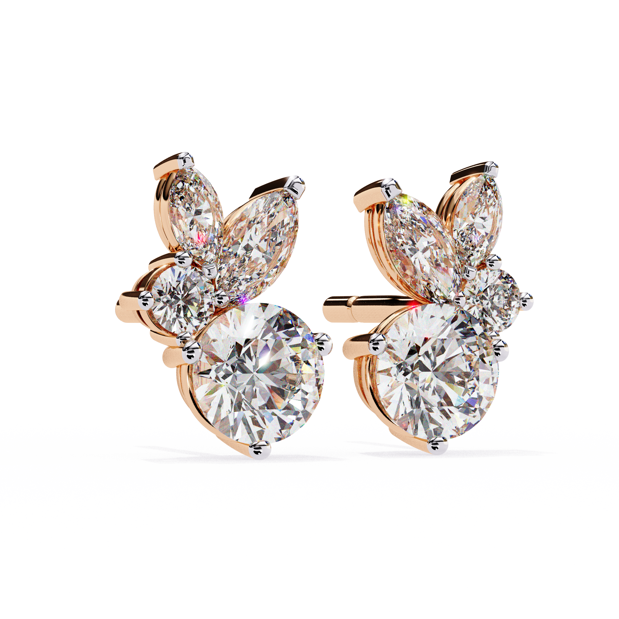 Cartouche Oval Halo Diamond Stud Earrings — 10k–18k Gold