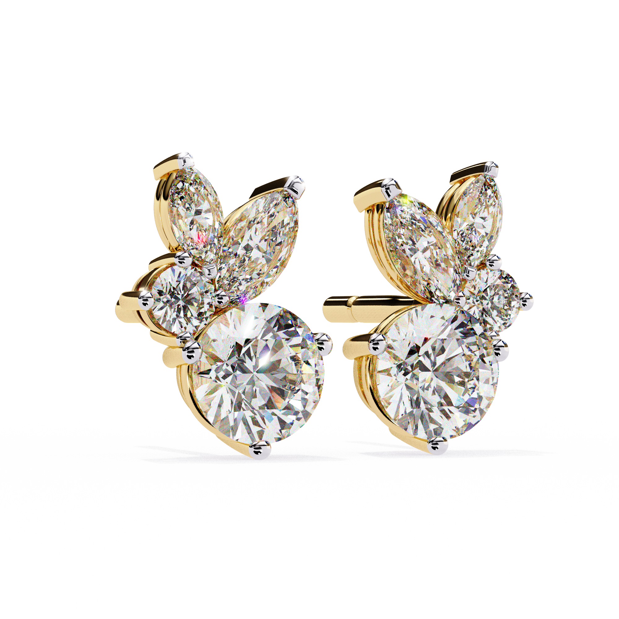 Cartouche Oval Halo Diamond Stud Earrings — 10k–18k Gold