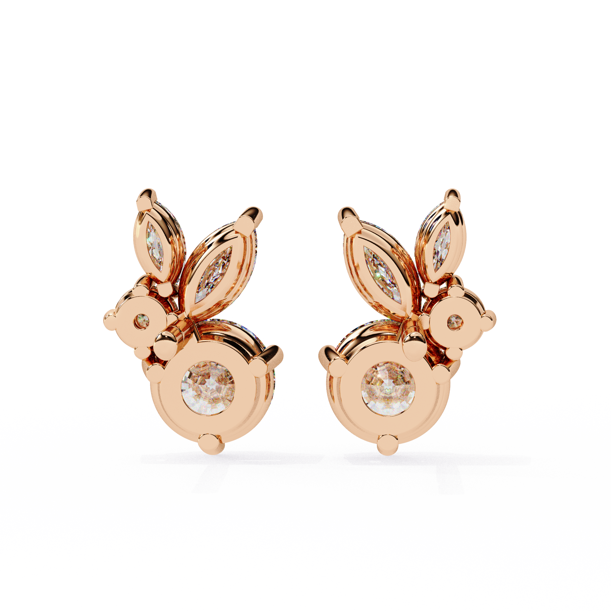 Cartouche Oval Halo Diamond Stud Earrings — 10k–18k Gold