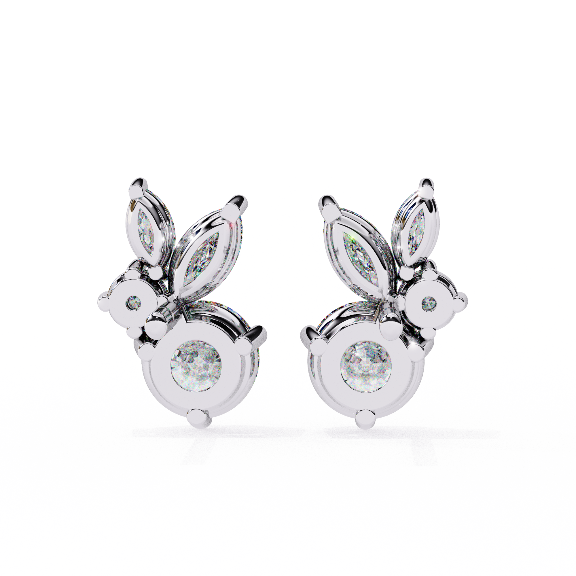 Cartouche Oval Halo Diamond Stud Earrings — 10k–18k Gold