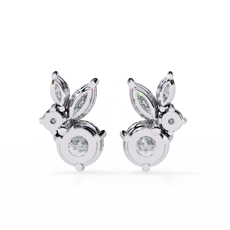 Cartouche Oval Halo Diamond Stud Earrings — 10k–18k Gold