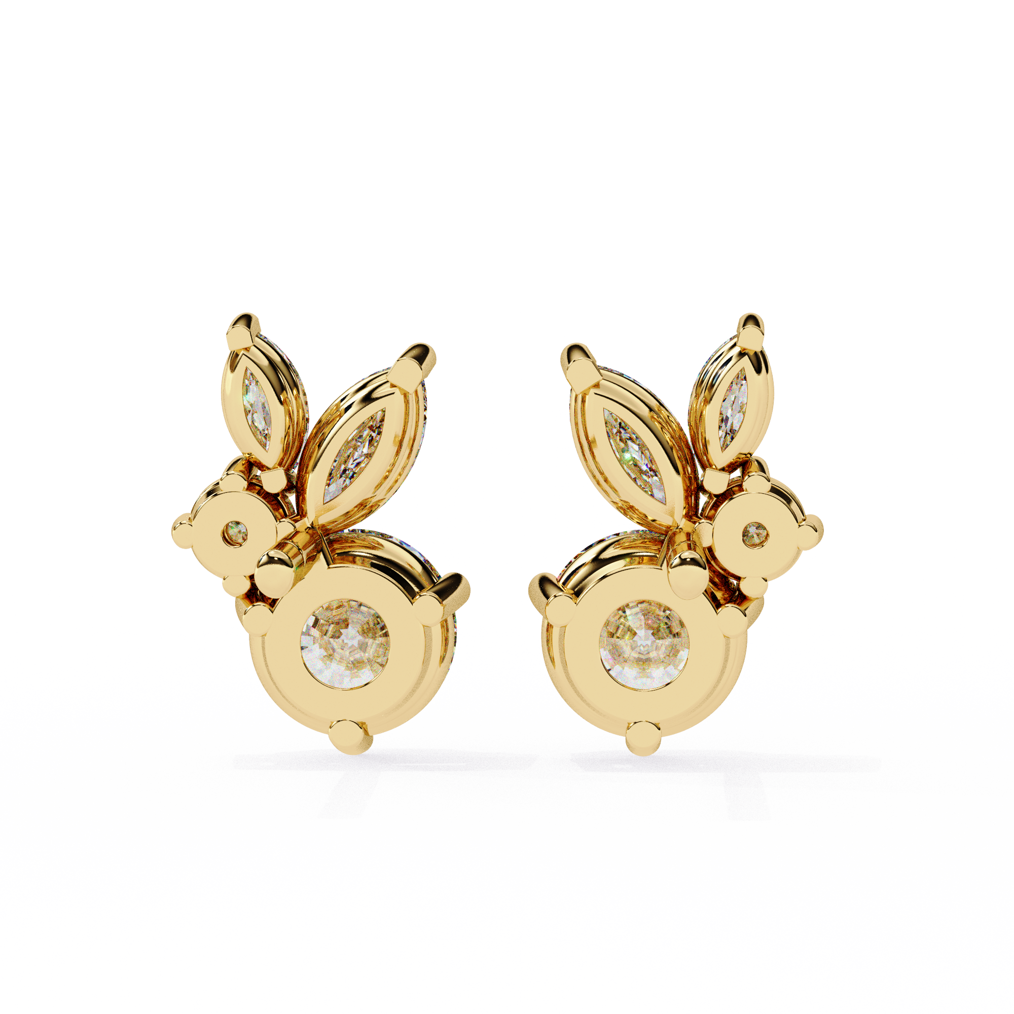 Cartouche Oval Halo Diamond Stud Earrings — 10k–18k Gold