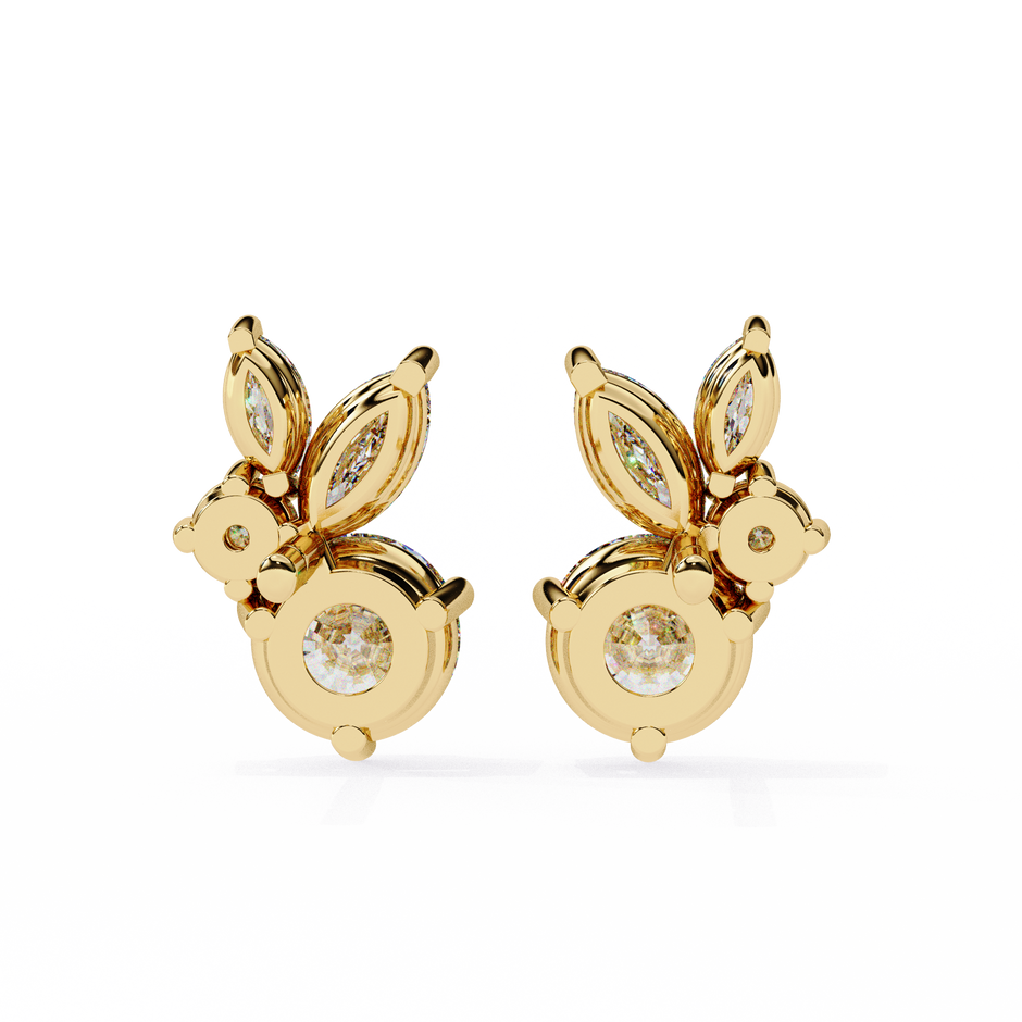 Cartouche Oval Halo Diamond Stud Earrings — 10k–18k Gold