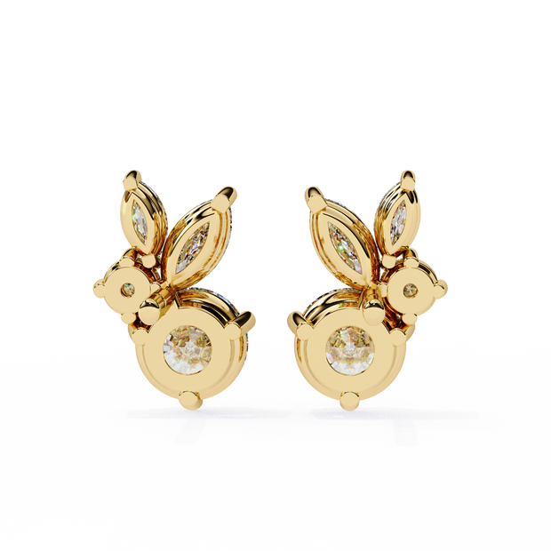 Cartouche Oval Halo Diamond Stud Earrings — 10k–18k Gold