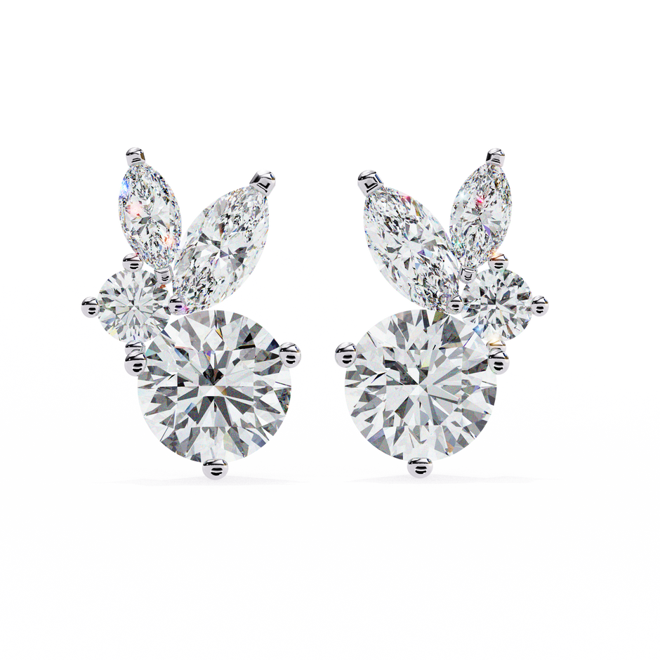 Cartouche Oval Halo Diamond Stud Earrings — 10k–18k Gold