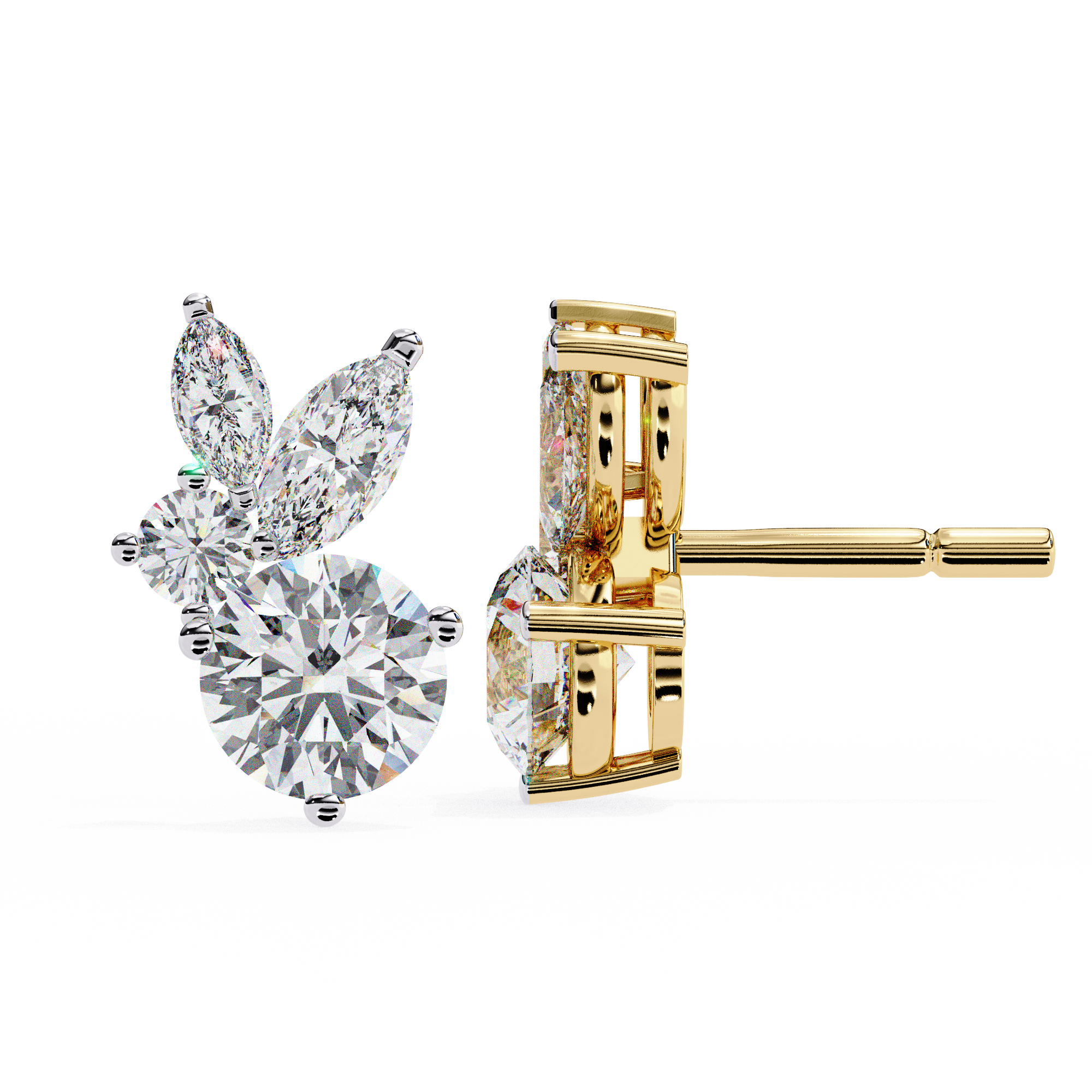Cartouche Oval Halo Diamond Stud Earrings — 10k–18k Gold
