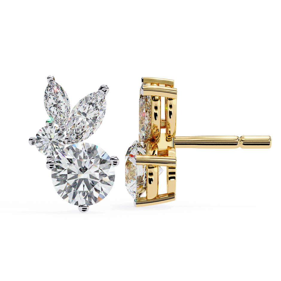 Cartouche Oval Halo Diamond Stud Earrings — 10k–18k Gold