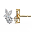 Cartouche Oval Halo Diamond Stud Earrings — 10k–18k Gold