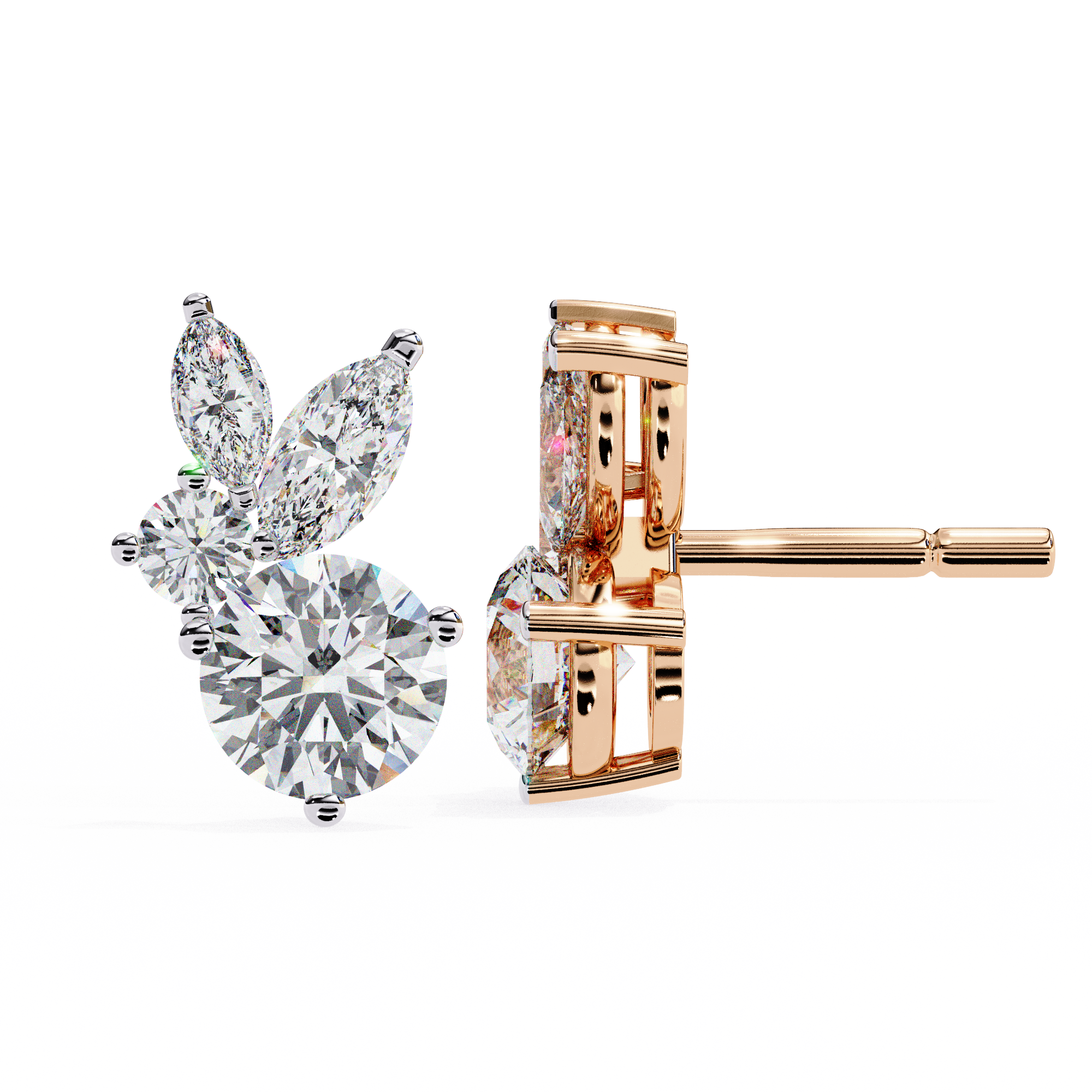 Cartouche Oval Halo Diamond Stud Earrings — 10k–18k Gold